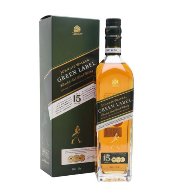 Johnnie Walker Green Label Blended Scotch Whisky 70cl / 700ml with Gift Box