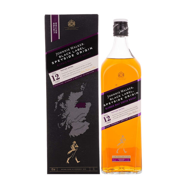 Johnnie Walker Black Label Blended Scotch Whisky Limited Edition Speyside Origin 1L
