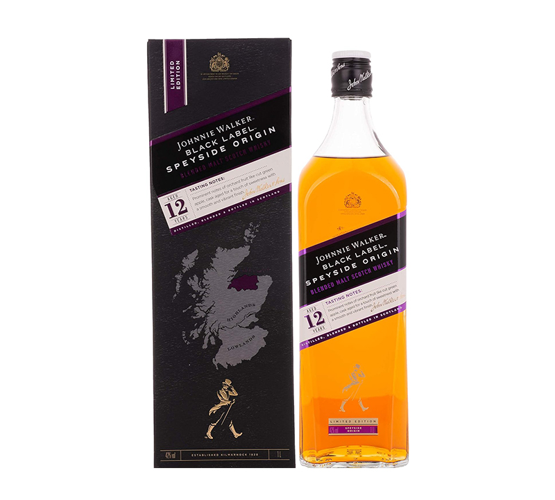 Johnnie Walker Black Label Blended Scotch Whisky Limited Edition Speyside Origin 1L