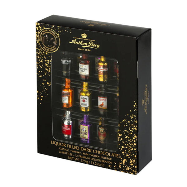 Anthon Berg Premium Liquor Filled Dark Bottles 24pcs 375g