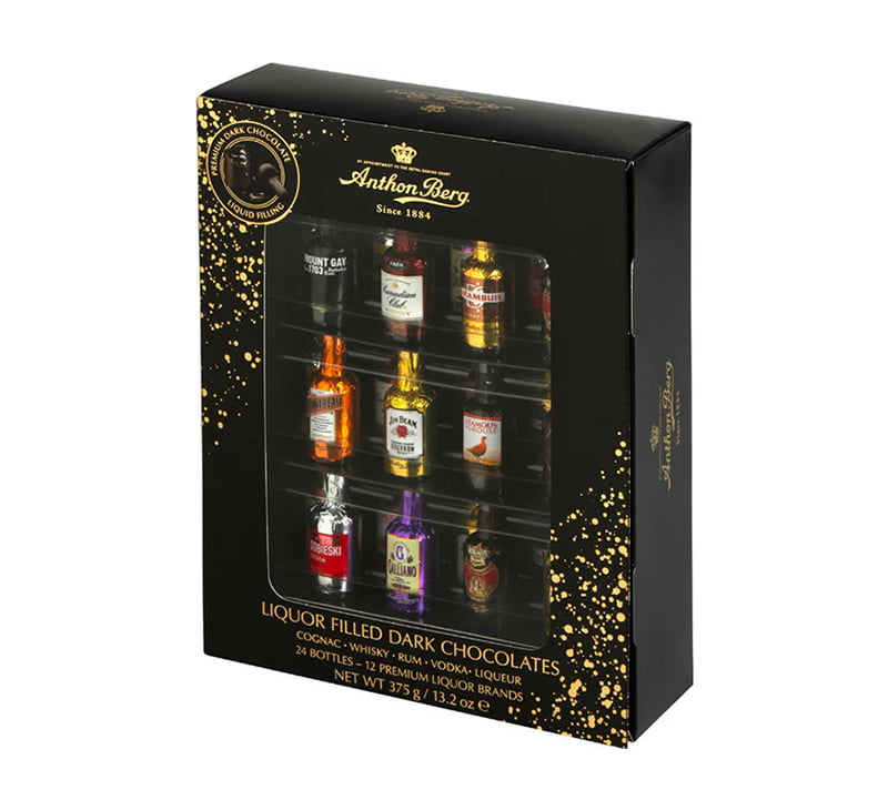 Anthon Berg Premium Liquor Filled Dark Bottles 24pcs 375g