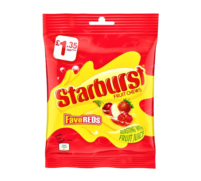 Starburst Fruit Chews FaveReds Share Bag 127g Starburst Fruit Chews FaveReds Share Bag 127g