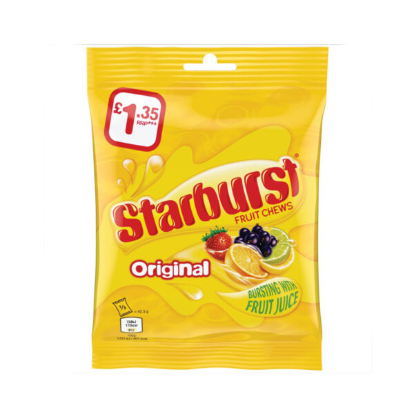 Starburst Vegan Chewy Sweets Fruit Flavoured Pouch Bag PM 127g