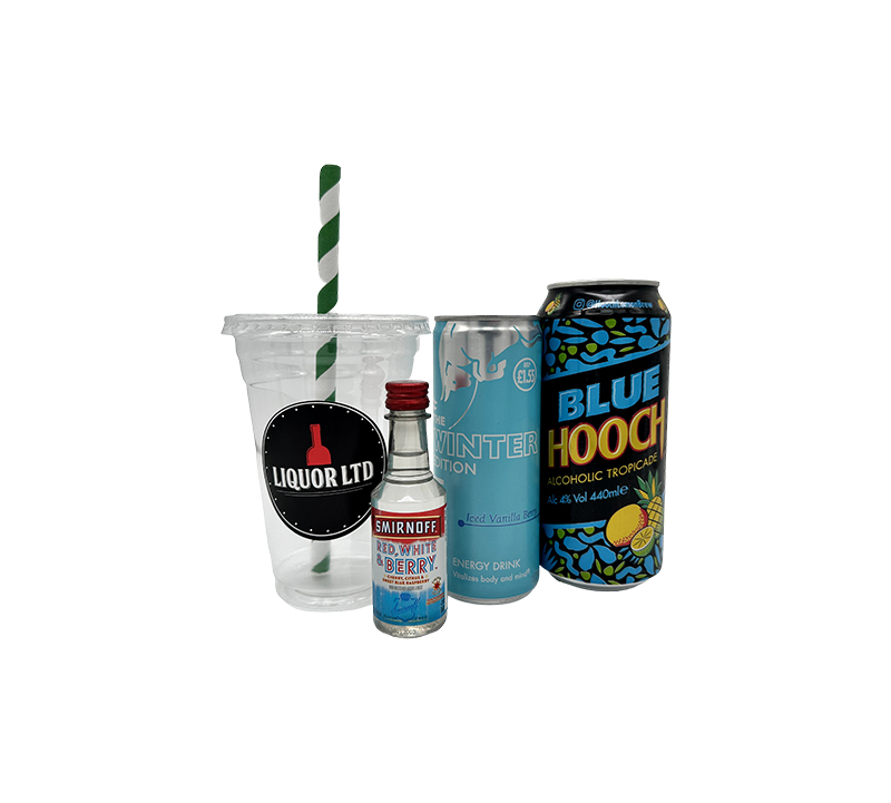 Blue Coochie DIY Cocktail Bag – Red Bull Iced Vanilla Berry, Blue Hooch & Smirnoff Red White Blue