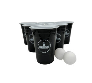Classic Beer Pong Set With 6 Black Cups and 2 Balls
