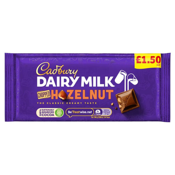 Cadbury Dairy Milk Chopped Hazelnut Chocolate Bar PM 95g