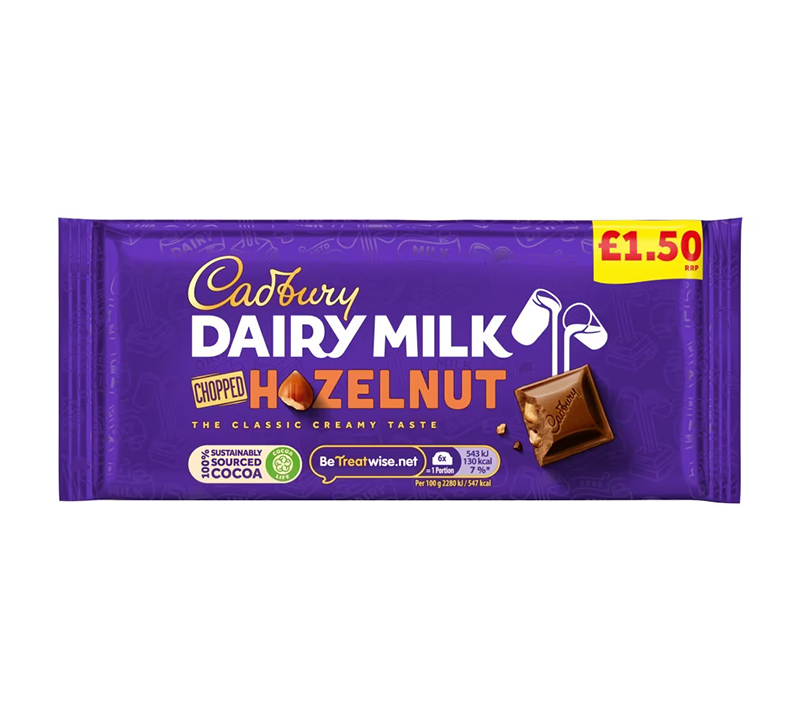 Cadbury Dairy Milk Chopped Hazelnut Chocolate Bar PM 95g
