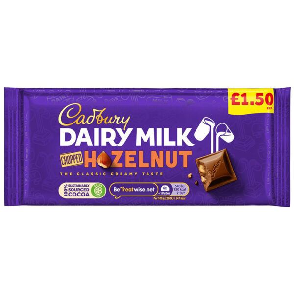 Cadbury Dairy Milk Chopped Hazelnut Chocolate Bar PM 95g