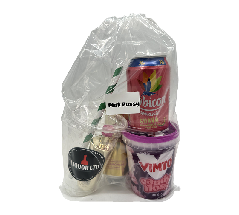 Pink Pussy DIY Cocktail Bag – AU Vodka Pink Lemonade, Cherryade, Vimto Candy Floss & Guava
