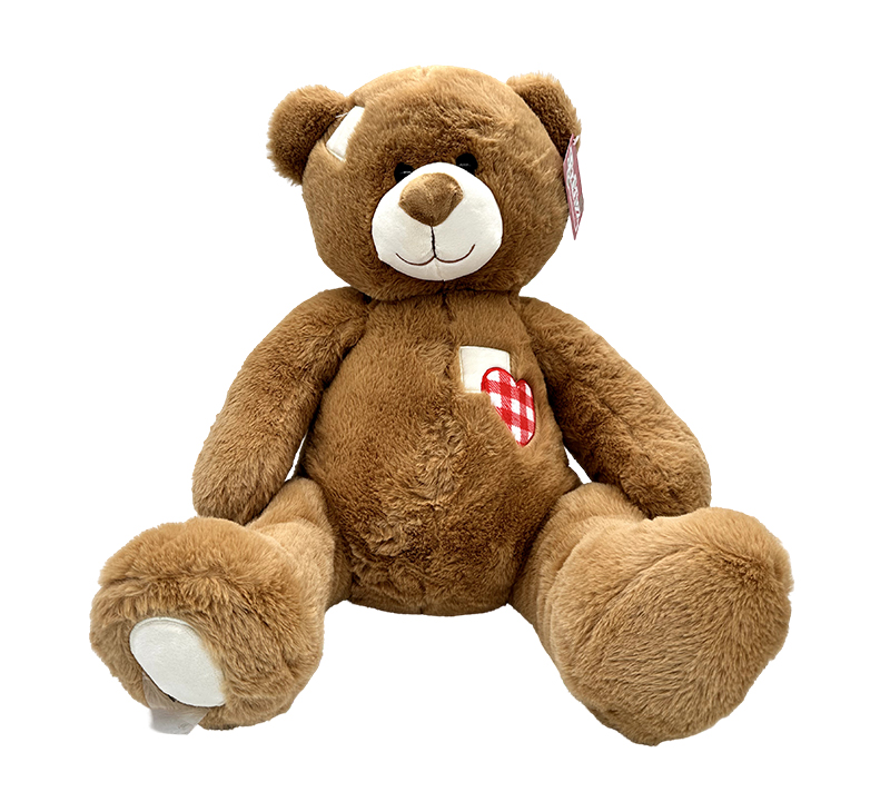 41cm Brown Teddy Bear with Love Heart Embroidery - Soft Plush Gift for Valentine's