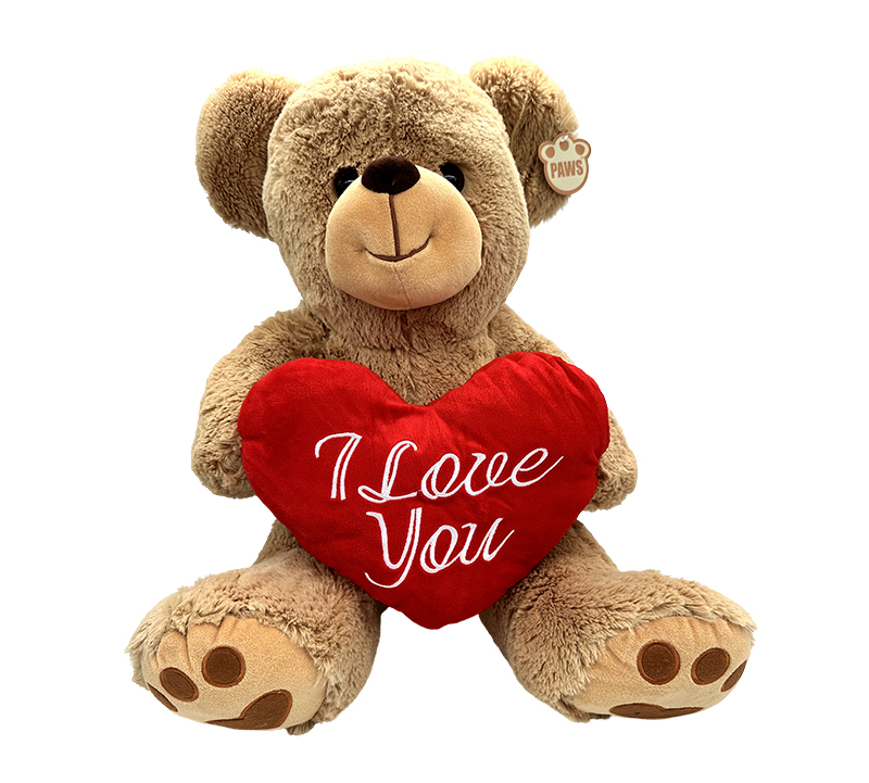 44.5cm Earthy Brown Teddy Bear Hugging “I Love You” Heart - Soft Plush Romantic Gift