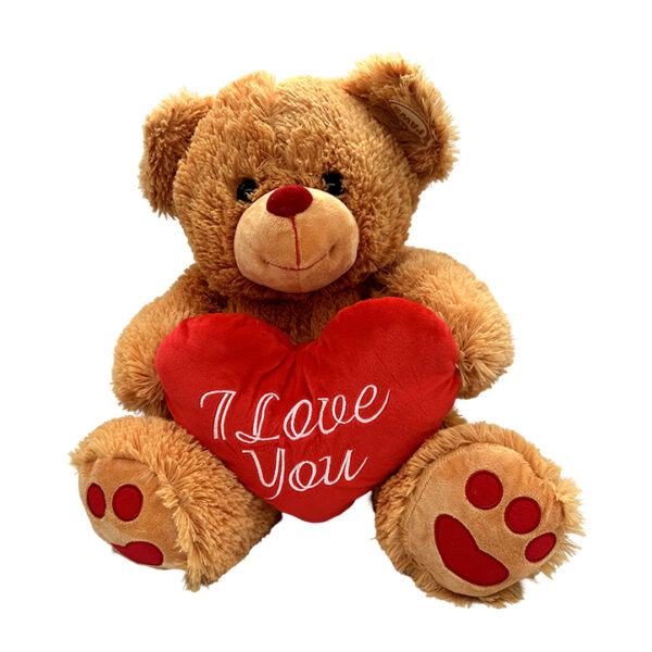 44cm Light Brown Teddy Bear Hugging “I Love You” Heart - Soft Plush Romantic Gift