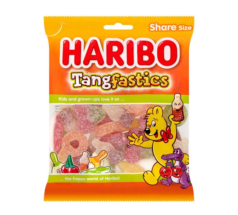 Haribo Tangfastics Fruit & Cola Flavour Fizzy Jelly Sweets Sharing Bag 160g