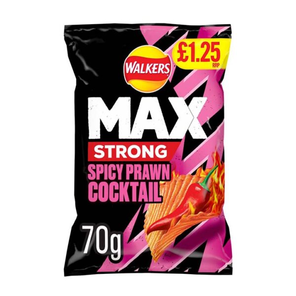 Walkers Max Strong Spicy Prawn Cocktail Crisps PM 70g