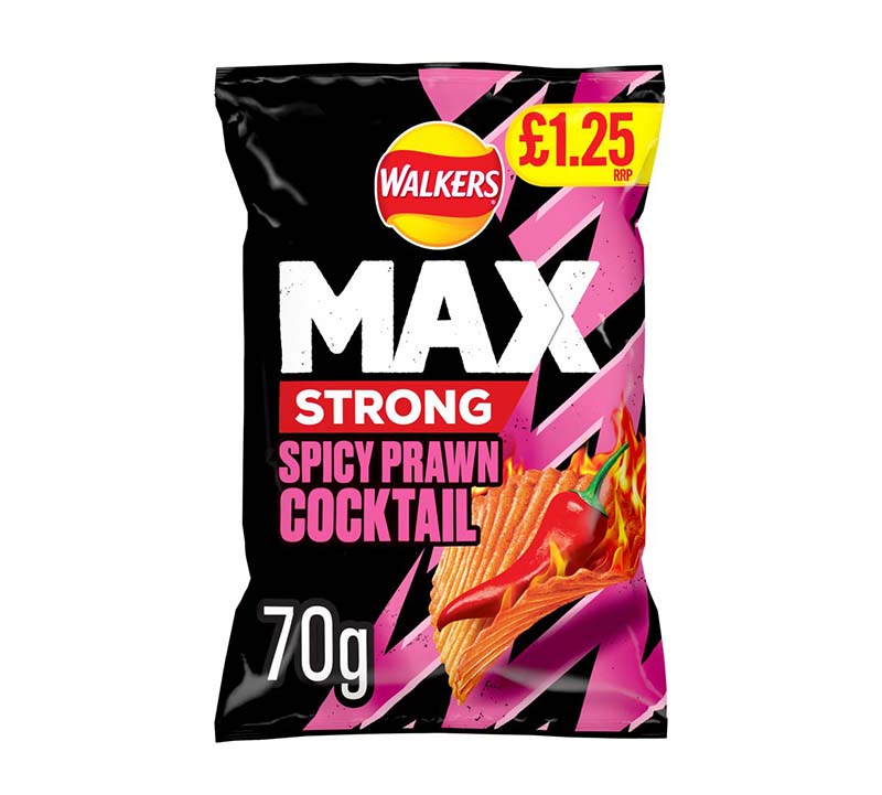 Walkers Max Strong Spicy Prawn Cocktail Crisps PM 70g Walkers Max Strong Spicy Prawn Cocktail Crisps PM 70g