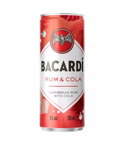 Bacardi Carta Blanca Rum And Cola Mixed Drink 250ml Can